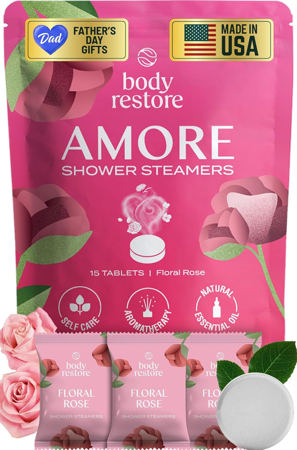 Body Restore Shower Steamers Aromatherapy 15 Pack – Fathers Day Gift for Dad, Luxury Spa Gifts for Men, Relaxation Stress Relief Self Care Quick Pick Grocers