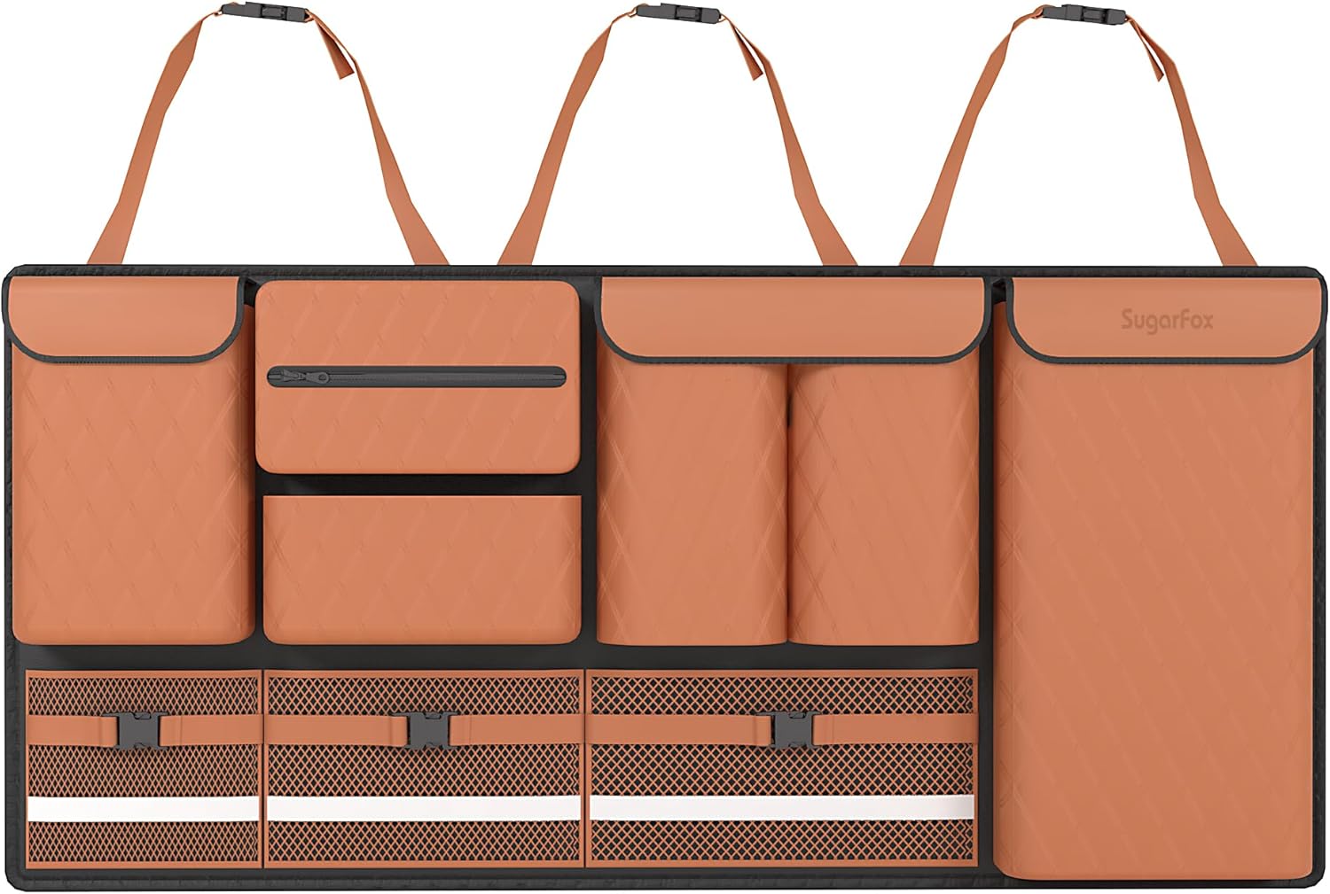 SugarFox Backseat Hanging Trunk Organizer for SUVs, Cars, Trucks & MPVs | Multi-Pocket Storage with Anti-Slip Straps | Space-Saving Auto Accessory | Gift for Drivers | 37.8" x 18.1" Quick Pick Grocers