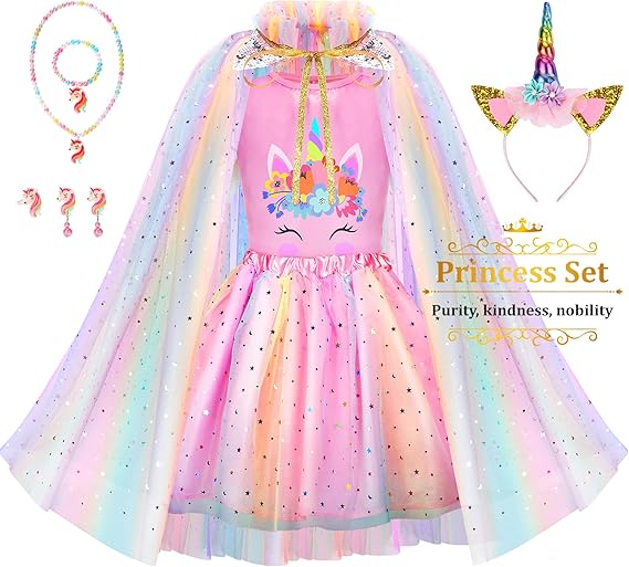 LIMIROLER Princess Dress Up Clothes for Little Girl Role Play Costume Gift Set Princess Dress Up Toys for Toddler Girls Quick Pick Grocers
