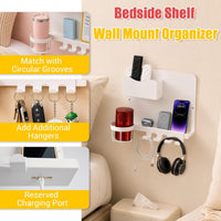 Metal Bedside Wall Shelf, No Drill Floating Bedside Shelf Wall Organizer | Bedside Wall Shelf with Detachable Cup Holder for Bedroom, Dorm, Nightstand Alternative, Bunk Bed Accessories & RV Storage Quick Pick Grocers