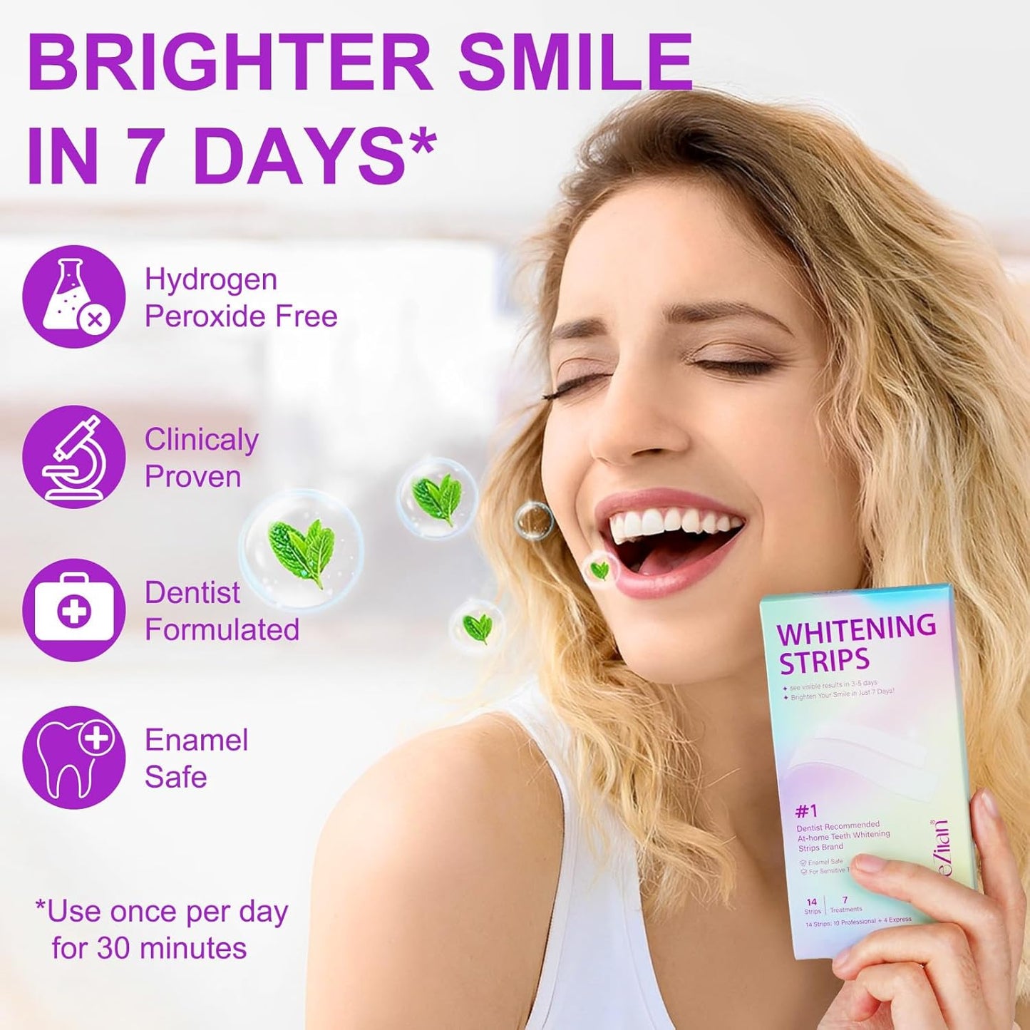 Teeth Whitening Strips,7-Day whitening Strips,Peroxide Free,Sensitive Teeth Whitener,Enamel Safe for Whiter Teeth,Deep Stains Removal,nstant Teeth Whitening Without The Harm (28pcs) Quick Pick Grocers