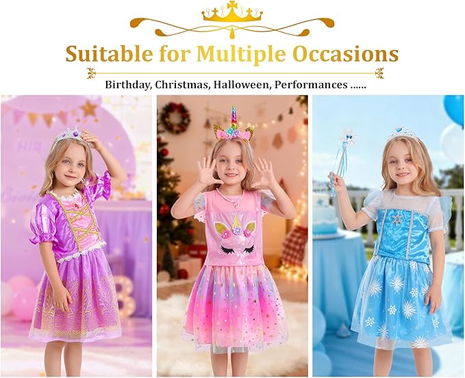 LIMIROLER Princess Dress Up Clothes for Little Girl Role Play Costume Gift Set Princess Dress Up Toys for Toddler Girls Quick Pick Grocers