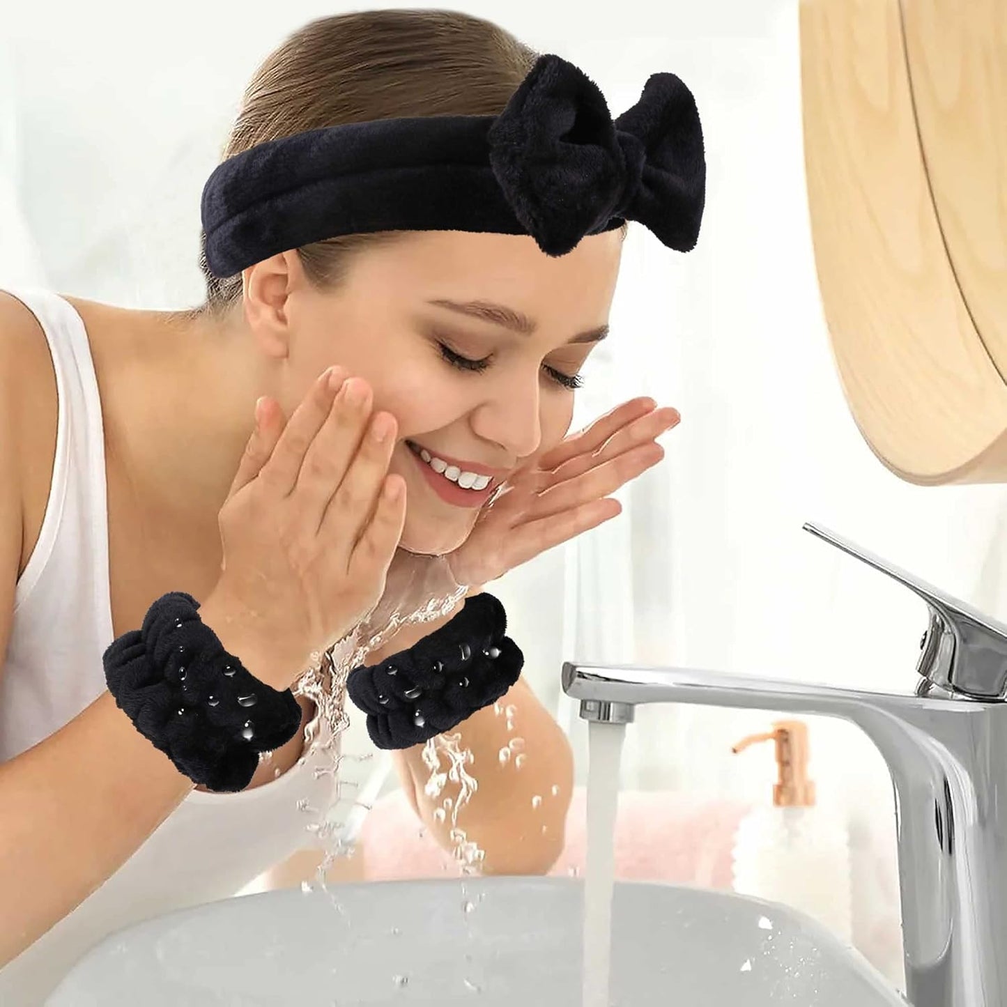 WSYUB Spa Headband and Wristband Set, Face Wash Headband, Makeup Skincare Headbands Wrist Bands for Washing Face Quick Pick Grocers