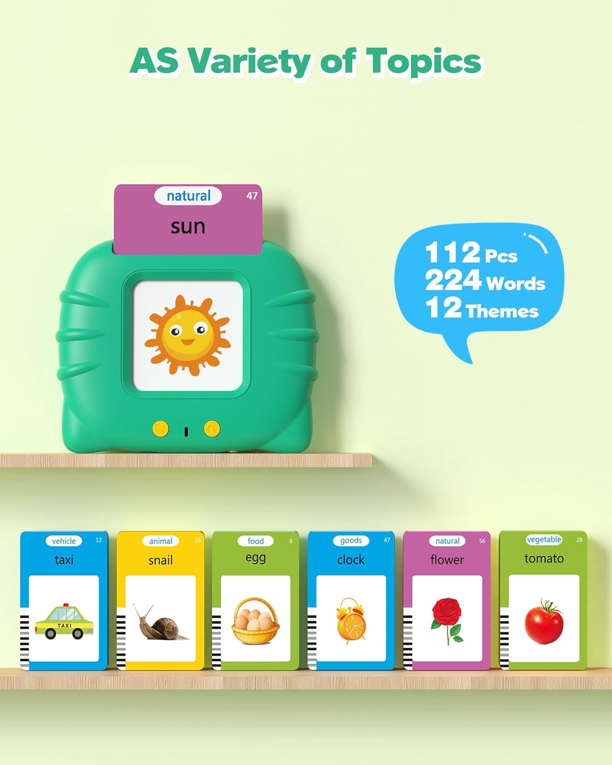 Airbition, Talking Flash Cards for Toddler 1 2 3 4 Year Olds, Language Learning Toys, Pocket Speech Therapy Toys, Montessori Tools with 31 Themes, Children's Sensory Device Quick Pick Grocers