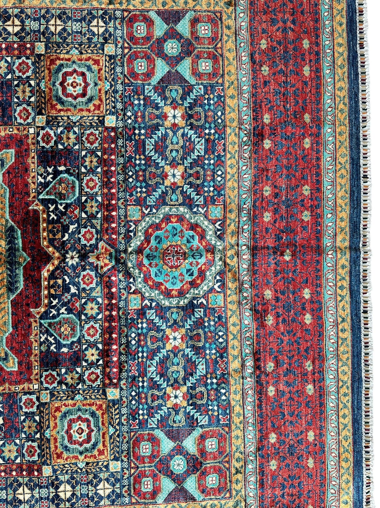 Hand-Knotted Mamluk Wool Rug – 8'4" x 9'9" – Intricate Geometric Masterpiece