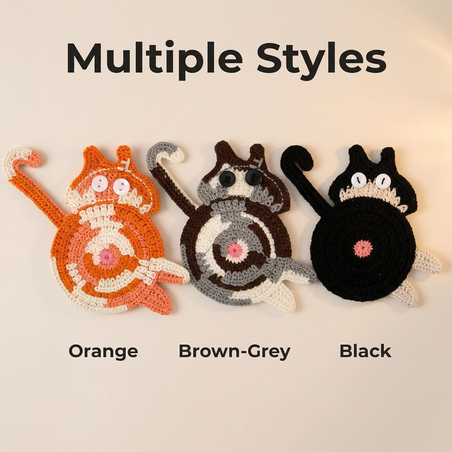 Cat Gifts for Cat Lovers Cat Coaster Woven Creative Cute Cat Coaster Insulation Coaster Coffee and Tea Coaster Desktop Gifts Quick Pick Grocers