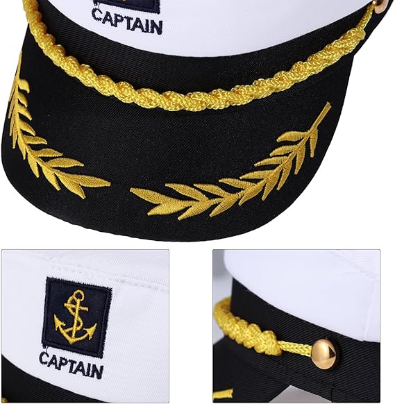 Adult Yacht Captain Hat White Sailor Hat for Women Men Yacht Boat Sailor Captain Cap Marine Admiral Costume Party Cosplay Accessory Quick Pick Grocers