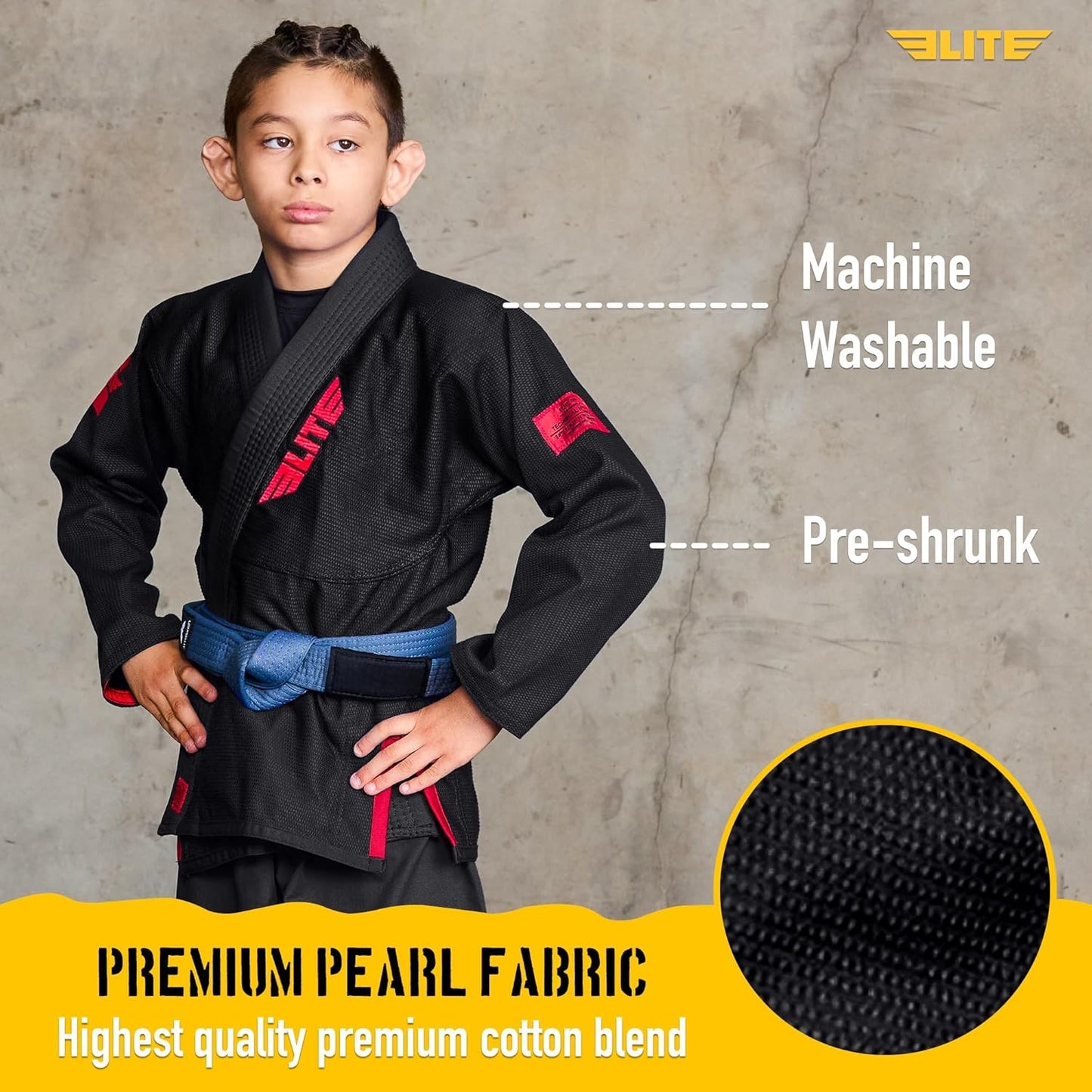 Elite Sports IBJJF Ultra Light BJJ Brazilian Jiu Jitsu Gi for Kids with Preshrunk Fabric and Free Belt Quick Pick Grocers