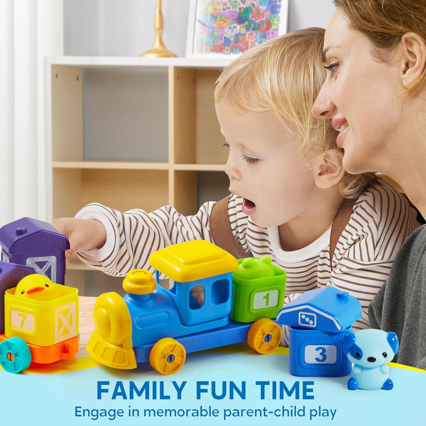 Play-Act Learning Toy for Toddlers 1 2 3 Years Old, Counting, Matching & Sorting Montessori Learning Farm Train Including 9 Farm Animals, Birthday Gift for Baby Boys Girls Quick Pick Grocers