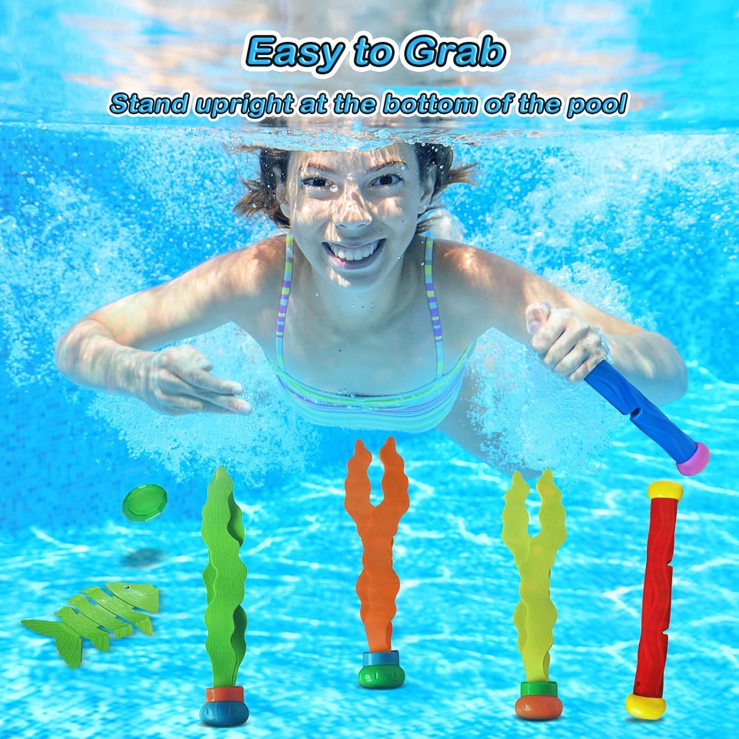 Jasonwell Pool Diving Toys Games - Swimming Pool Toys with Dive Sticks and Rings Underwater Treasures Torpedo Bandits Fish Toy etc Fun Water Swim Toy for Boys Girls Adults Kids Teens Quick Pick Grocers