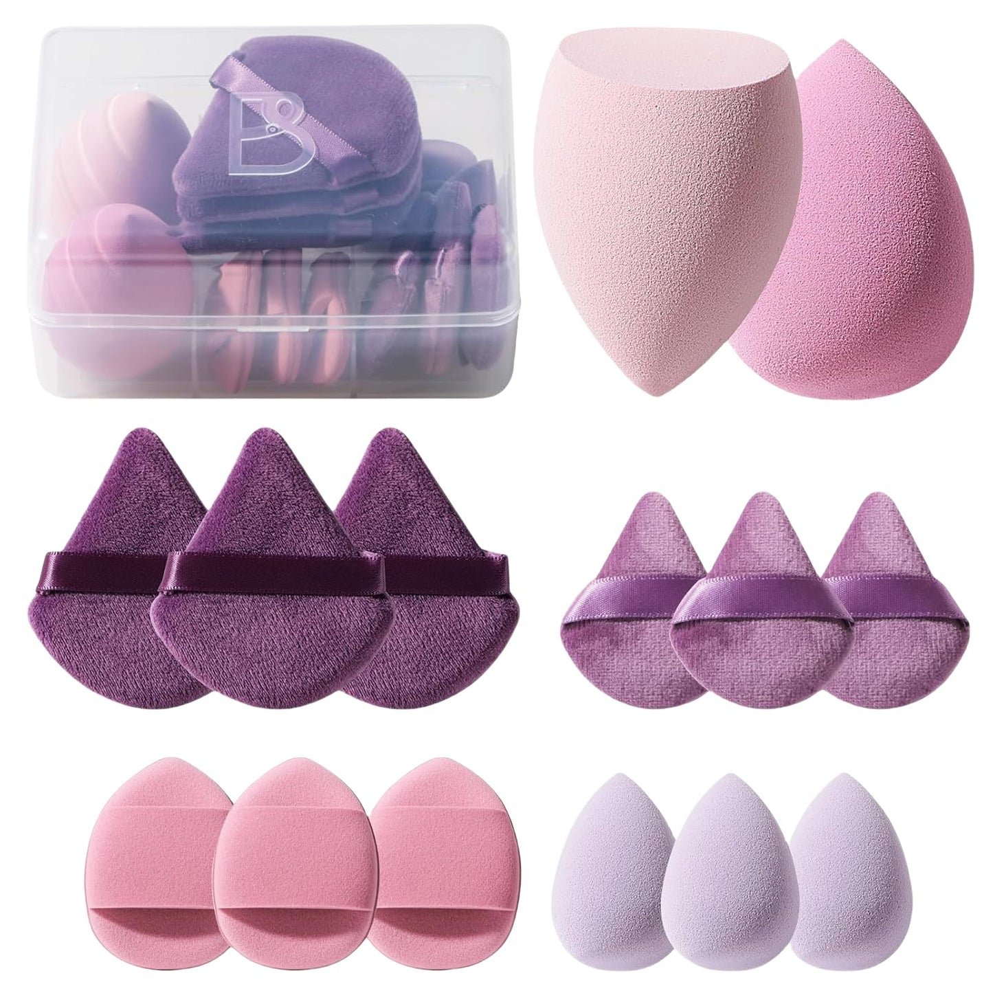 Makeup Sponge Set BS-MALLTriangle Puff 14 Pcs for Liquid, Cream, and Powder, Multi-colored Makeup Sponges and Mini Makeup Sponge ( Quick Pick Grocers