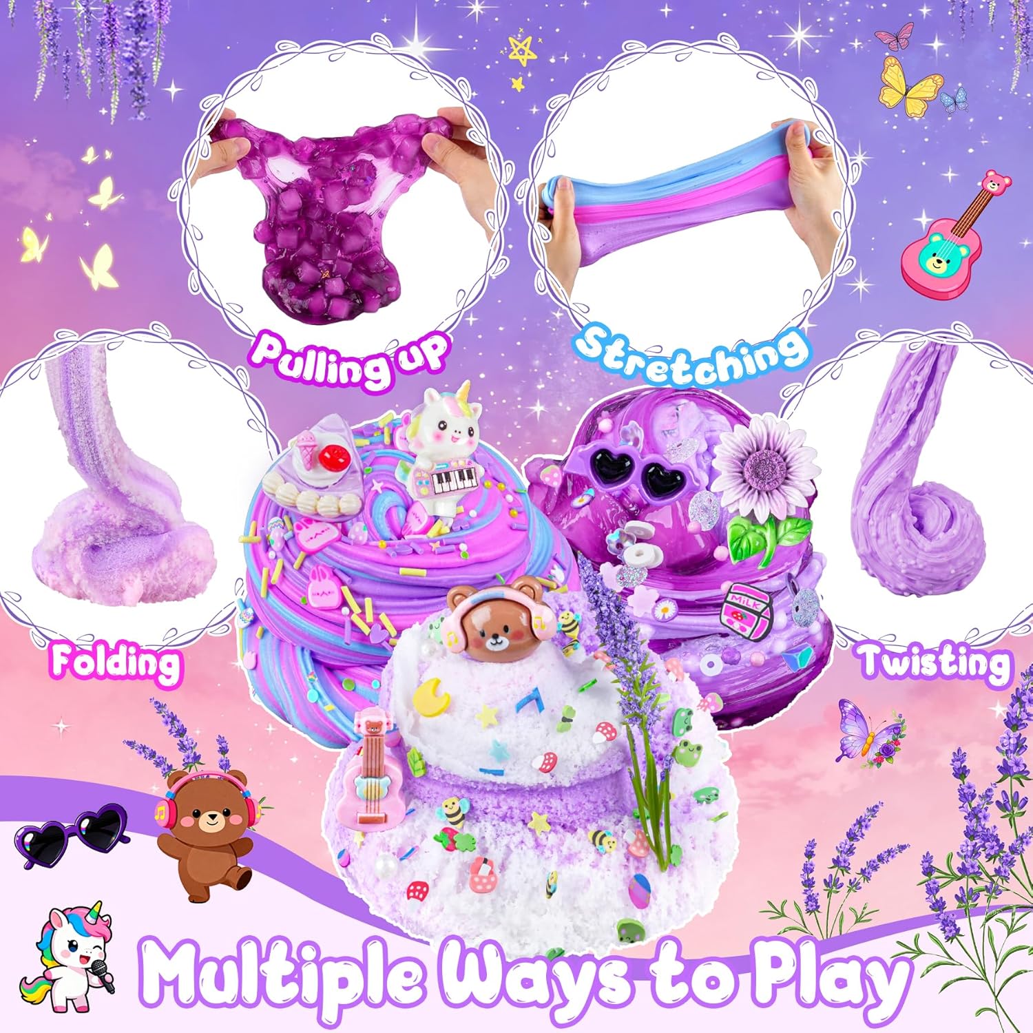 Cloud Slime kit for Girls Ages 8-12, Toys for Girls and Boys, for Kids Slime Set Party kit Goodie Bag Stuffers, 4 5 6 7 8 9 10 Year Old Girl Birthday Gift Cute Stuff Quick Pick Grocers