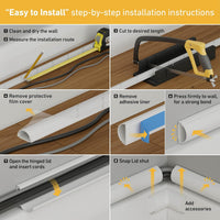D-Line 157in Cord Hider Kit, Patented Cable Cover, Hide Wires on Wall, Channel for TV Mount Cords, Raceway Wire Hiders, Paintable, Adhesive, Half Round Quick Pick Grocers
