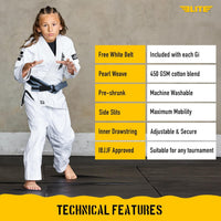 Elite Sports IBJJF Ultra Light BJJ Brazilian Jiu Jitsu Gi for Kids with Preshrunk Fabric and Free Belt Quick Pick Grocers