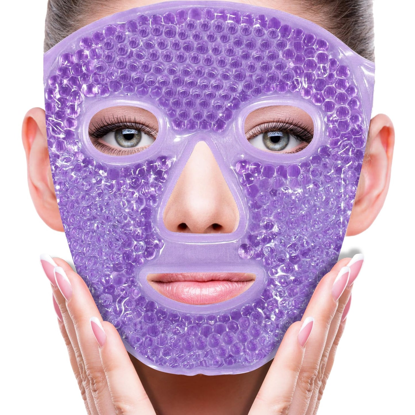 ZNÖCUETÖD Cold Face Eye Mask Ice Pack Reduce Facial Puff, Dark Circles, Hot Cold Compress Pack, Face SPA Gift for Woman Sleeping, Pressure, Headaches, Skin Care, Post Laser Cosmetic Care, Reversible Quick Pick Grocers