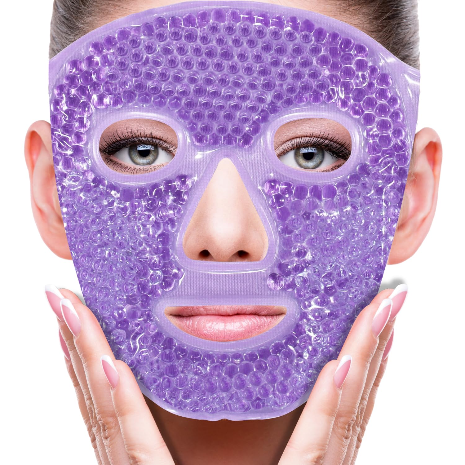 ZNÖCUETÖD Cold Face Eye Mask Ice Pack Reduce Facial Puff, Dark Circles, Hot Cold Compress Pack, Face SPA Gift for Woman Sleeping, Pressure, Headaches, Skin Care, Post Laser Cosmetic Care, Reversible Quick Pick Grocers