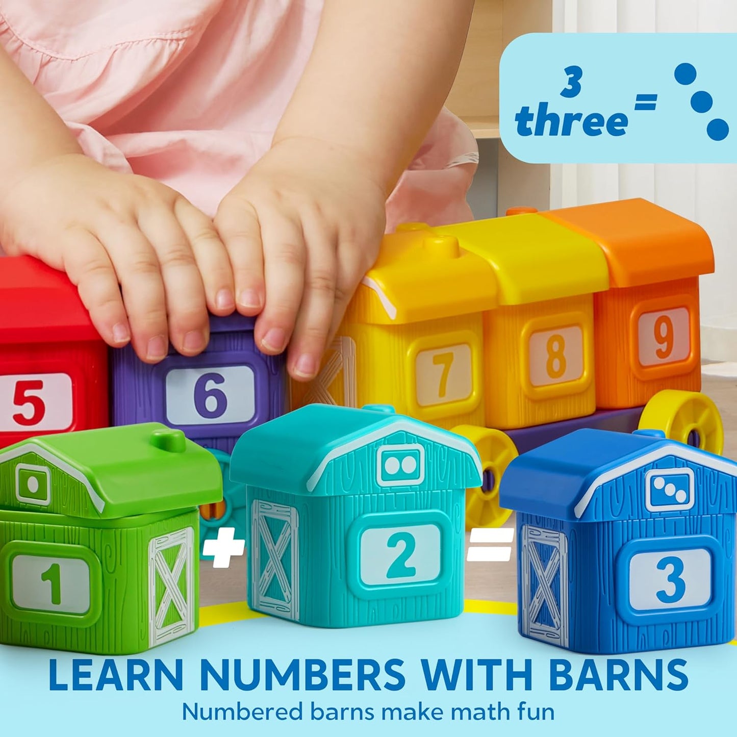 Play-Act Learning Toy for Toddlers 1 2 3 Years Old, Counting, Matching & Sorting Montessori Learning Farm Train Including 9 Farm Animals, Birthday Gift for Baby Boys Girls Quick Pick Grocers
