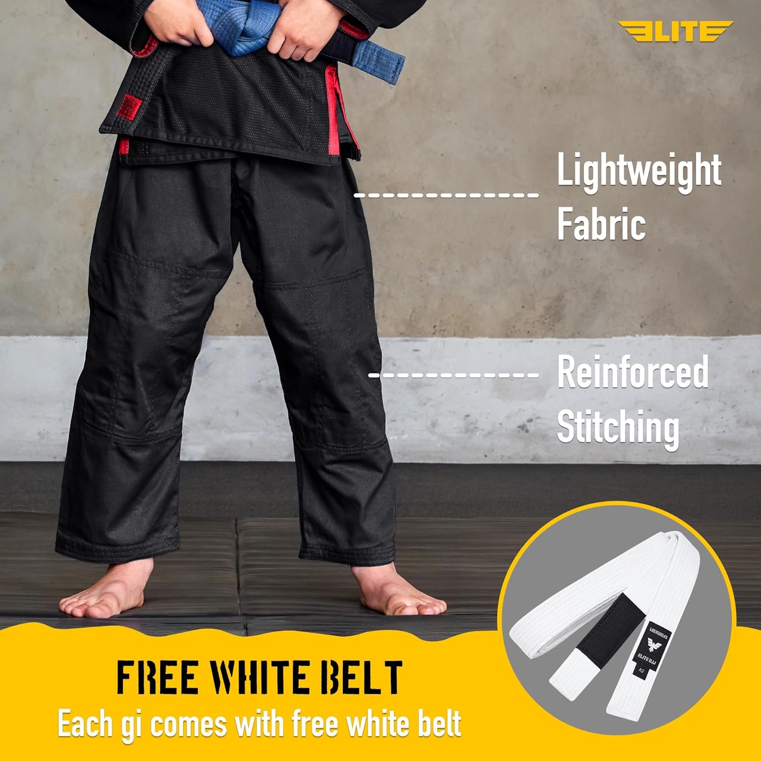 Elite Sports IBJJF Ultra Light BJJ Brazilian Jiu Jitsu Gi for Kids with Preshrunk Fabric and Free Belt Quick Pick Grocers