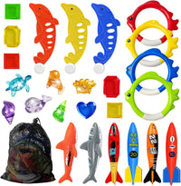 Jasonwell Pool Diving Toys Games - Swimming Pool Toys with Dive Sticks and Rings Underwater Treasures Torpedo Bandits Fish Toy etc Fun Water Swim Toy for Boys Girls Adults Kids Teens Quick Pick Grocers