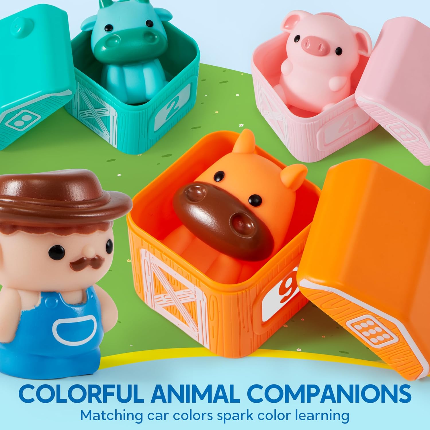 Play-Act Learning Toy for Toddlers 1 2 3 Years Old, Counting, Matching & Sorting Montessori Learning Farm Train Including 9 Farm Animals, Birthday Gift for Baby Boys Girls Quick Pick Grocers