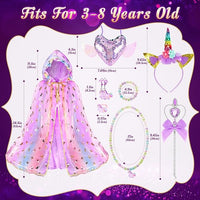 Fedio Princess Dress up for Girls,Unicorn Light up Princess Cape Set,Light up Princess Dress with Unicorn Toys for Girls 3-8 Quick Pick Grocers