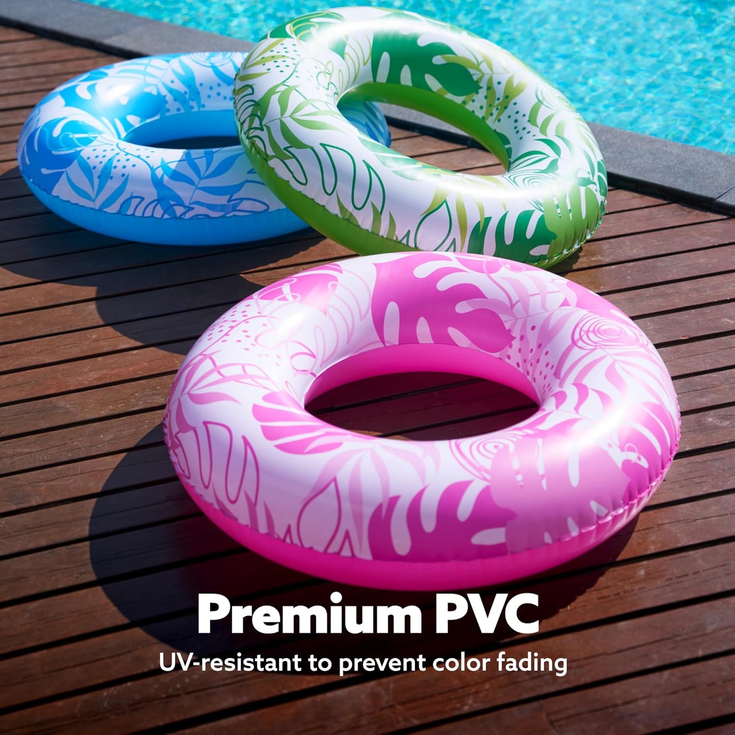 JOYIN 3 Pack Pool Floats, Pool Tube for Kids Swim Rings Inflatable Tubes, Floatie Ring Water Toys for Swimming, Summer Beach Party Quick Pick Grocers
