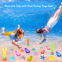 VGOFUN Diving Gems Pool Toys,10 Pcs Colorful Diamond with Treasure Chest Pirate Box Kids Swim Toys Acrylic Underwater Gemstone for Boys Girls Bath Toys Swimming Training Gift Water Pool Games Quick Pick Grocers