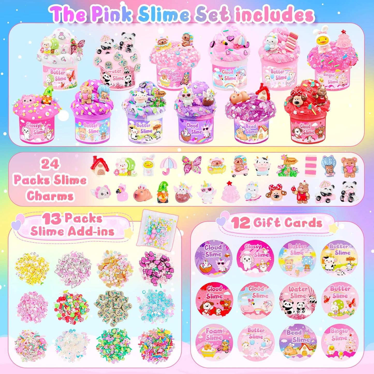 Cloud Slime kit for Girls Ages 8-12, Toys for Girls and Boys, for Kids Slime Set Party kit Goodie Bag Stuffers, 4 5 6 7 8 9 10 Year Old Girl Birthday Gift Cute Stuff Quick Pick Grocers