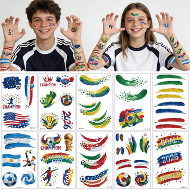 Awinmay 45 Pcs Soccer Tattoos - World Cup Temporary Tattoos for Kids，Adult，Teens，Soccer Party Favors Sports Themed Supplies Fake Tattoo Stickers，World Cup 2026 Merchandise，Kids Goodie Bag Stuffers Quick Pick Grocers