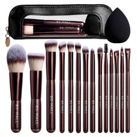 Travel Makeup Brush Set BS-MALL14 PCS Professional Makeup Brushes with Case & Sponge for Foundation, Concealer, Powder, Blush & Eyeshadow, Soft Synthetic Brush Kit for Women, Beginners & Travelers Quick Pick Grocers