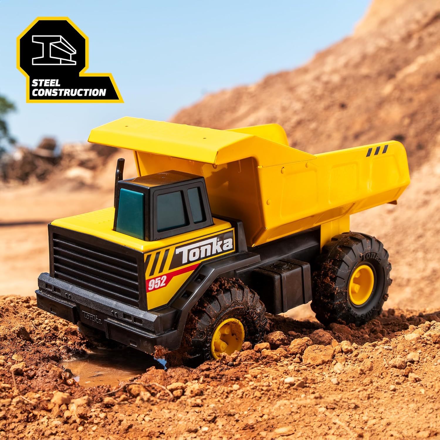 Tonka Steel Classics Mighty Dump Truck - Made with Steel & Sturdy Plastic, Yellow Toy Construction Truck, Boys and Girls, Kids, Toddlers, Ages 3+ Quick Pick Grocers