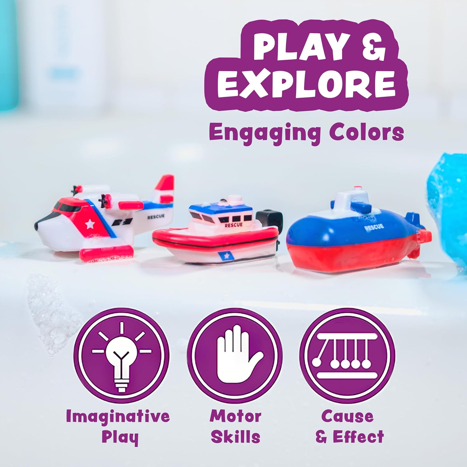 Tub Works® Bugs™ Light Up Bath Toys, 6 Pack | Water-Activated Light Up Toys Flash & Change Color | Easy-Grip Baby Girl & Toddler Bath Toys | Sensory Bathtub Toys with Bath Lights Quick Pick Grocers