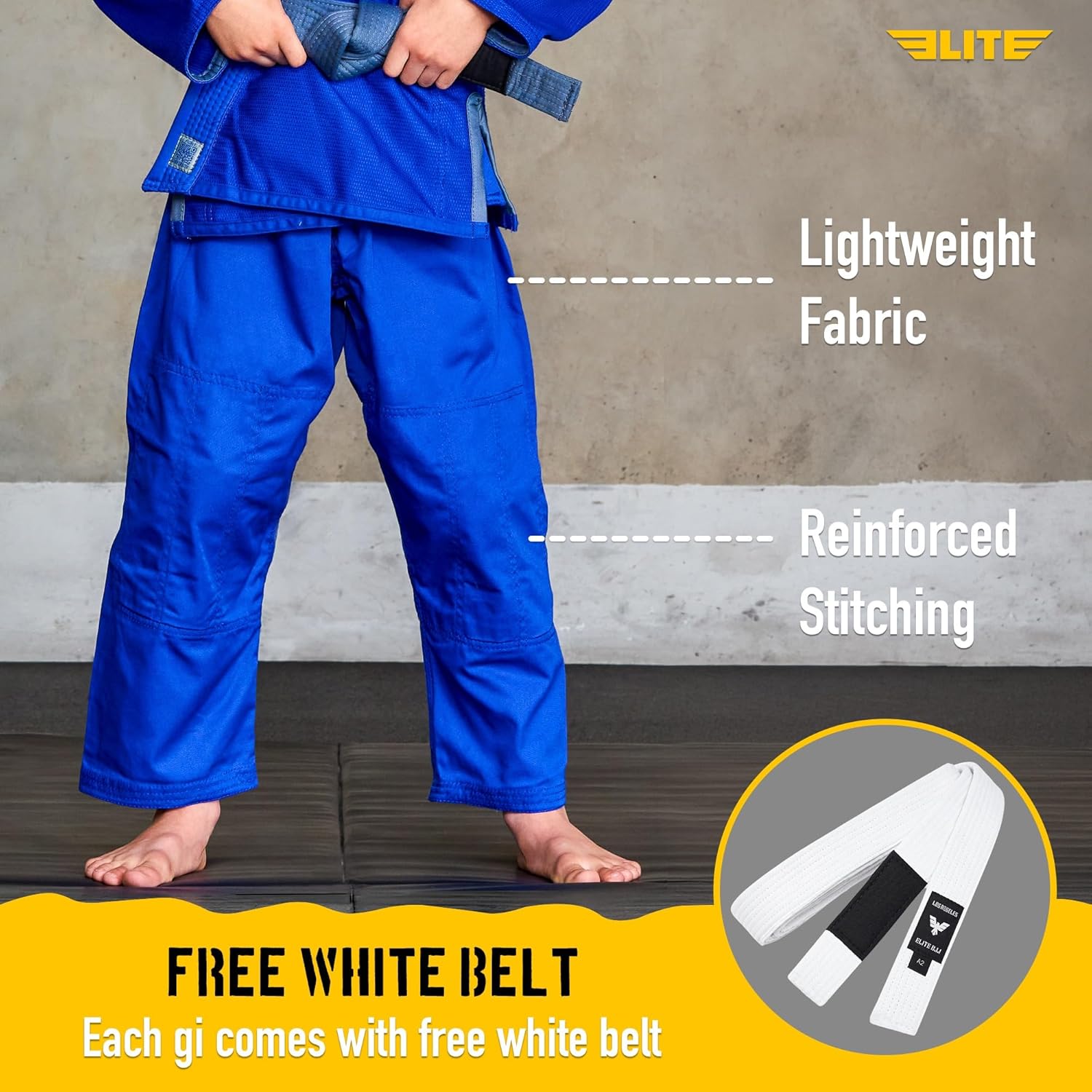 Elite Sports IBJJF Ultra Light BJJ Brazilian Jiu Jitsu Gi for Kids with Preshrunk Fabric and Free Belt Quick Pick Grocers