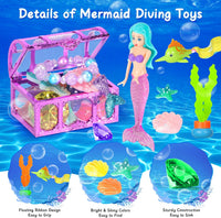 VGOFUN Diving Gems Pool Toys,10 Pcs Colorful Diamond with Treasure Chest Pirate Box Kids Swim Toys Acrylic Underwater Gemstone for Boys Girls Bath Toys Swimming Training Gift Water Pool Games Quick Pick Grocers