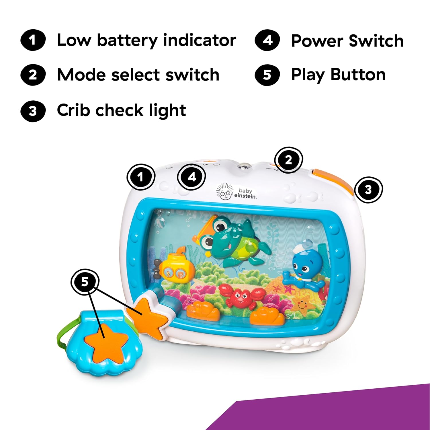 Baby Einstein Sea Dreams Soother Musical Crib Toy and Sound Machine, Newborn and up Quick Pick Grocers