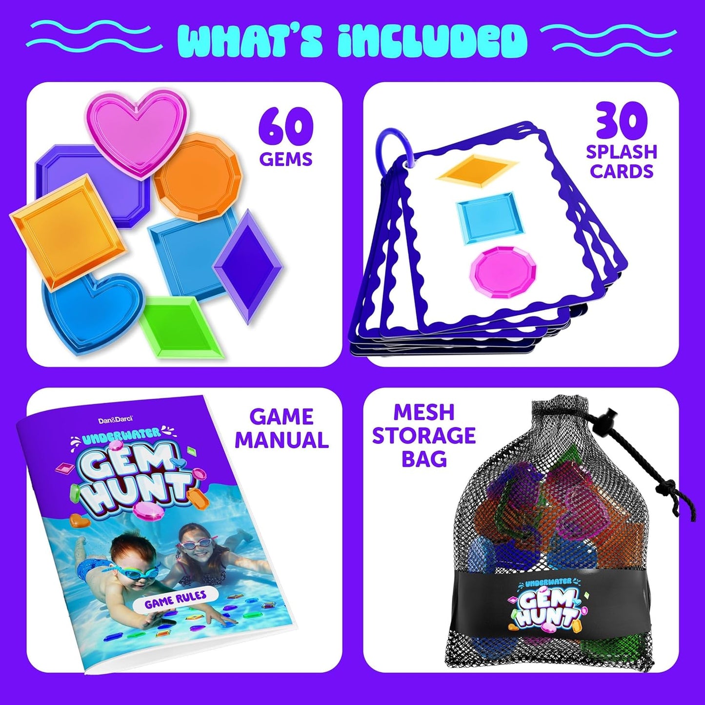 Dan&Darci Pool Gem Hunt Diving Game for Kids - Pools Toys for Kid Ages 6 7 8 9 10 11 12 Year Old - Water Games Swimming Dive Toy - Gifts for Girls, Boy Ages 6-8, 8-12, Summer Fun Quick Pick Grocers