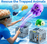 Funscape Kids Pool Diving Toys, Water Swimming Dive Pool Game, Toddler Bath Toy Play Set W/ Fish Box Floating Animals, Fun Outdoor Beach Lake Swim Summer Party Gift 3 4 5 6 7 8 10 12 Year Old Boy Girl Quick Pick Grocers