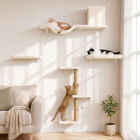 FUKUMARU Cat Wall Shelves, Stable & Safe 4 in 1 Cat Walls Furniture Set, Wooden Kitten Climbing Wall with Scratching Post for 16 Inch Drywall Quick Pick Grocers