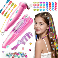DIY Hair Salon Toys for Girls, Hair Gem Stamper Kit And Hair Rope Braider, Bling Hair Jewels Styling Tool with Glitter Diamonds Comb Beads Accessories Christmas Birthday Gifts for Girl 3 4 5 6 7 8-12 Quick Pick Grocers