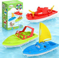 Toy Boat Fleet for Toddlers, Floating Water Play Boats for Pool, Bath & Beach, Colorful Boat Set for Kids Ages 3-5 Quick Pick Grocers