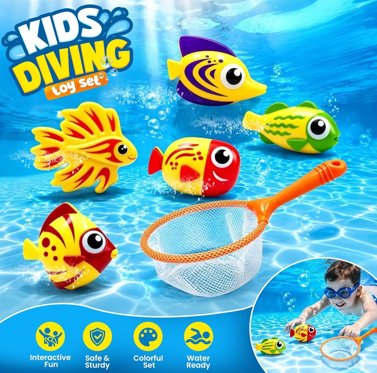 Diving Pool Toys, Bath Toys Set for Kids Shower Ages 3-12, Beach Essentials Water Toy Pool Games Summer Swim Water Dive Sinking Mermaid Toys Quick Pick Grocers