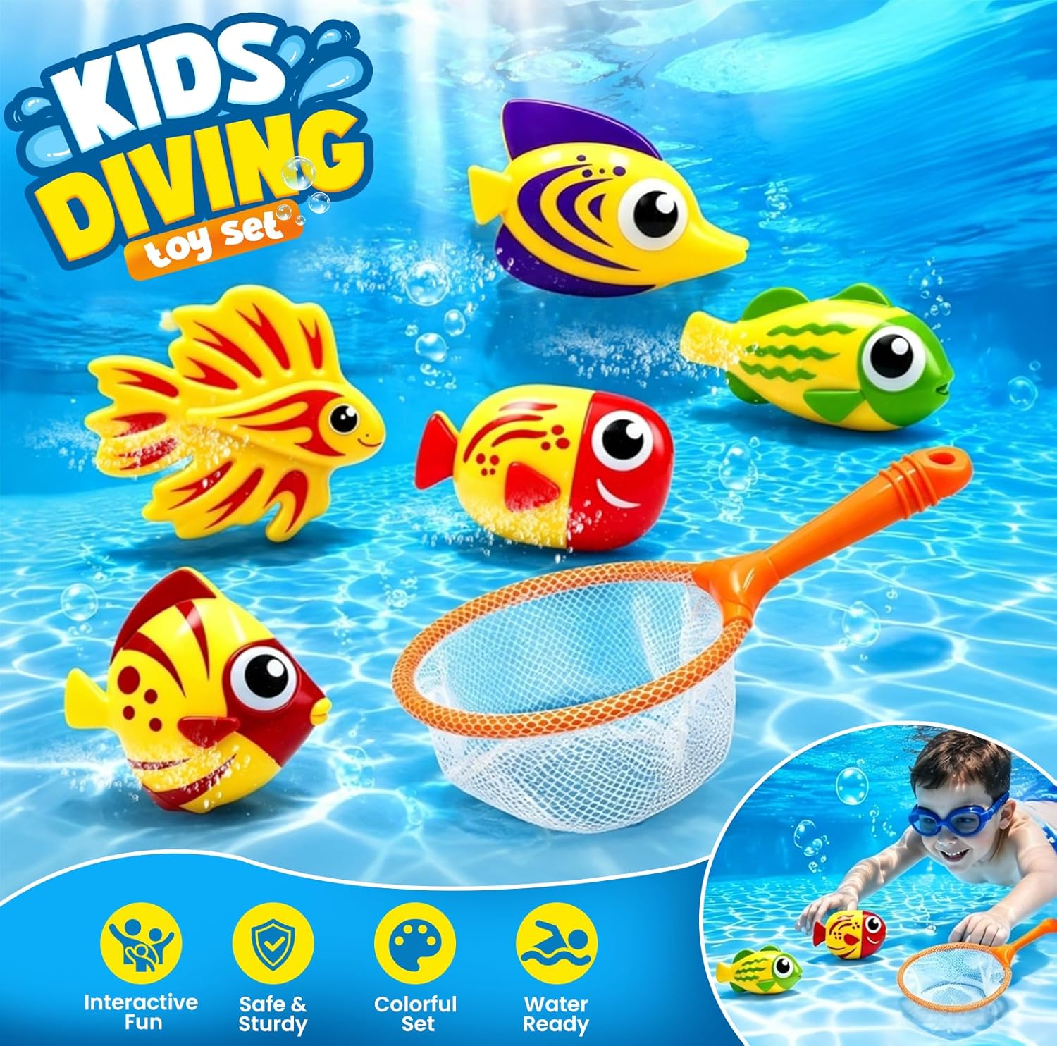 Diving Pool Toys, Bath Toys Set for Kids Shower Ages 3-12, Beach Essentials Water Toy Pool Games Summer Swim Water Dive Sinking Mermaid Toys Quick Pick Grocers