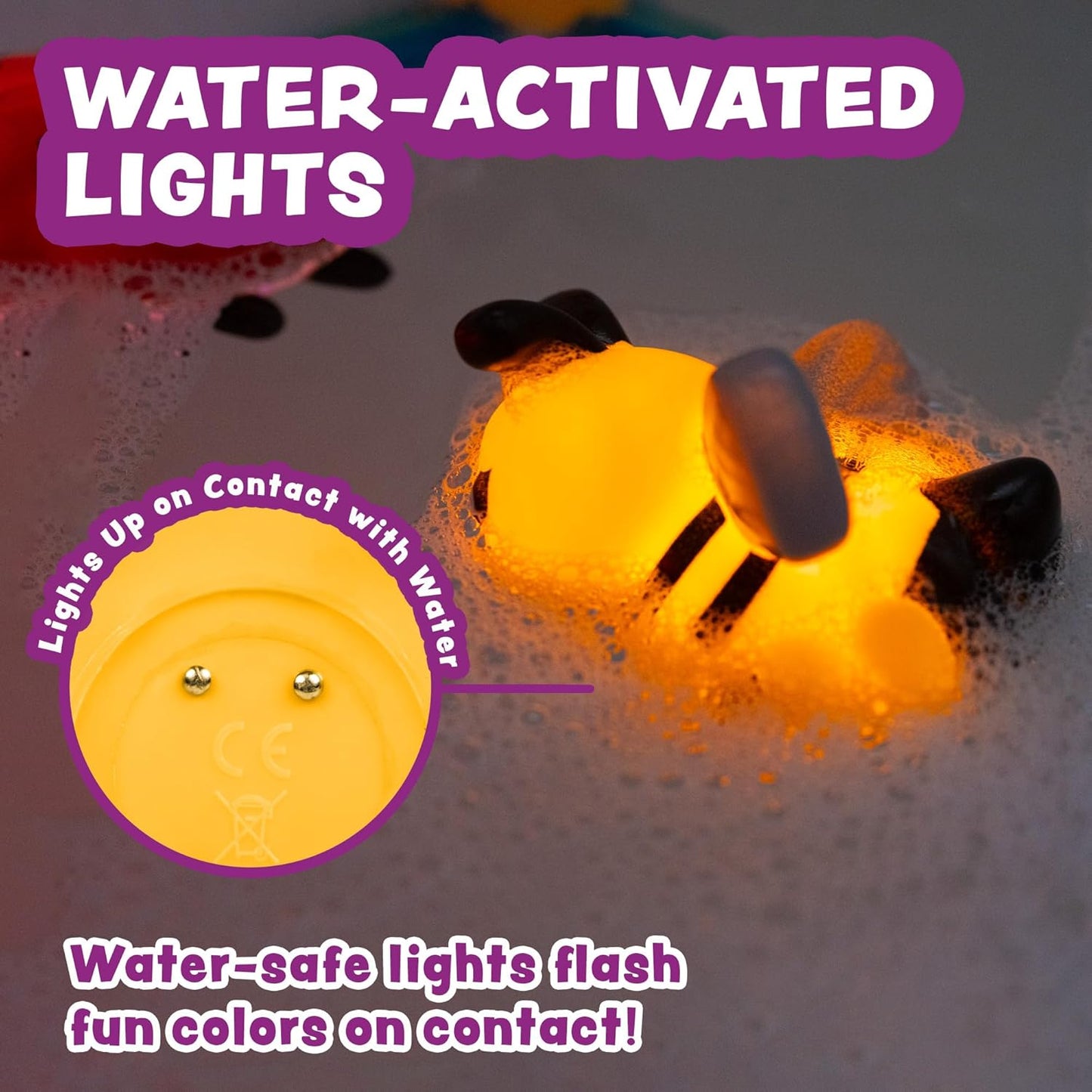 Tub Works® Bugs™ Light Up Bath Toys, 6 Pack | Water-Activated Light Up Toys Flash & Change Color | Easy-Grip Baby Girl & Toddler Bath Toys | Sensory Bathtub Toys with Bath Lights Quick Pick Grocers