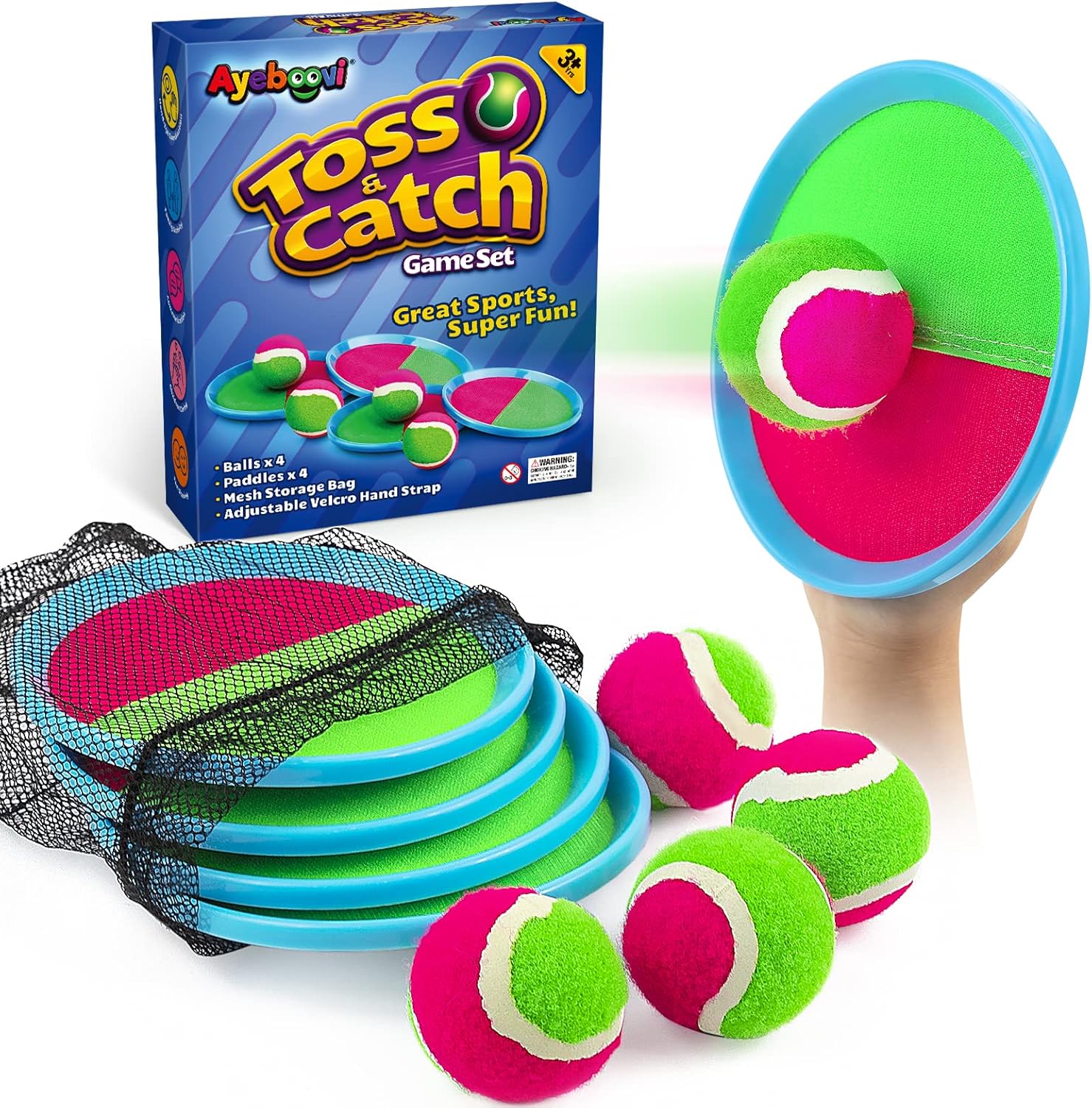 Ayeboovi Toss and Catch Ball Outdoor Beach Pool Toys for 3 4 5 6 7 8 Year Old Boys Girls Birthday Gifts Easter Basket Stuffers Outside Yard Games for Kids and Family Activities Quick Pick Grocers