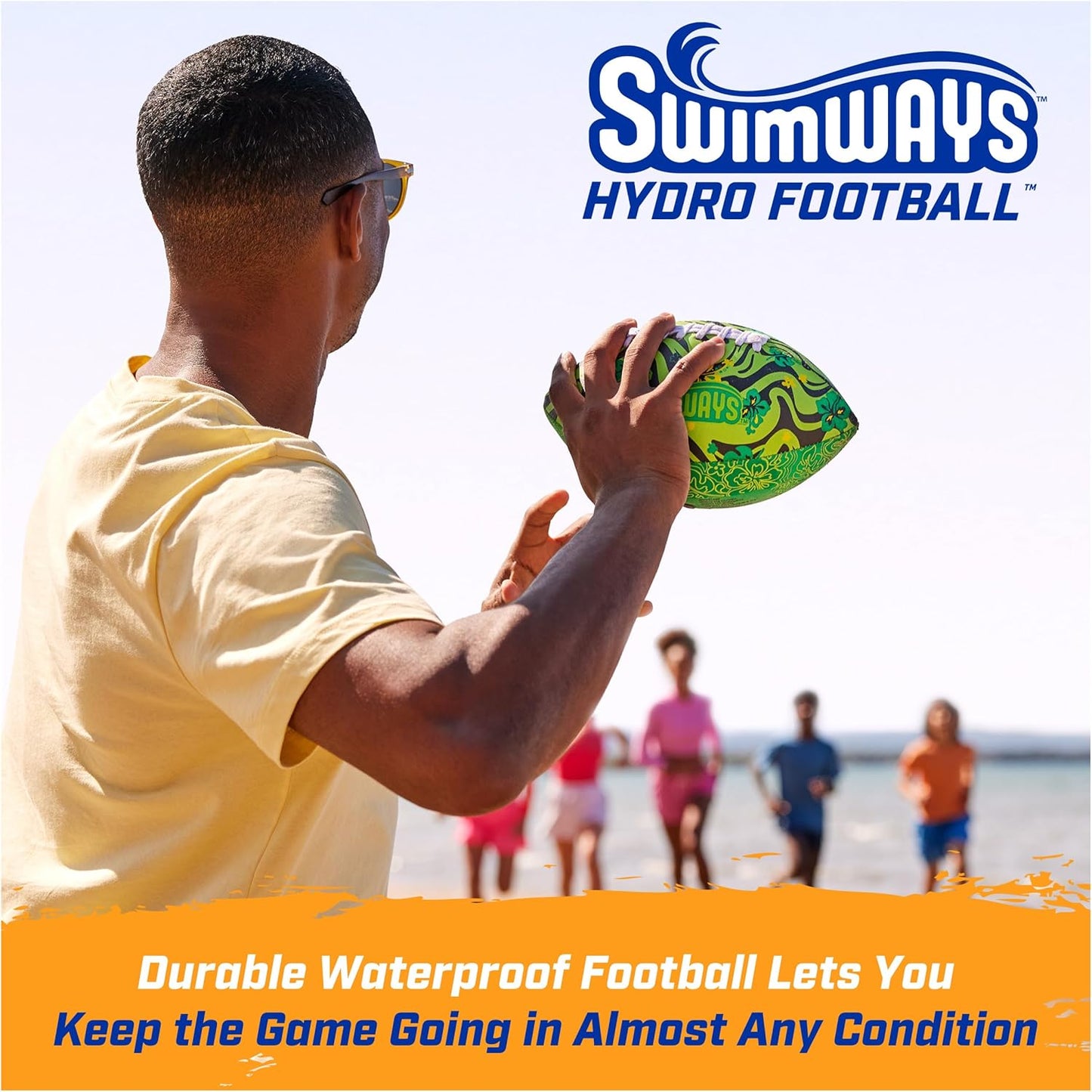 Swimways Hydro Waterproof Football, Outdoor Games for Adults and Kids, Swimming Pool Accessories and Pool Party Games,9.25 Inches Quick Pick Grocers