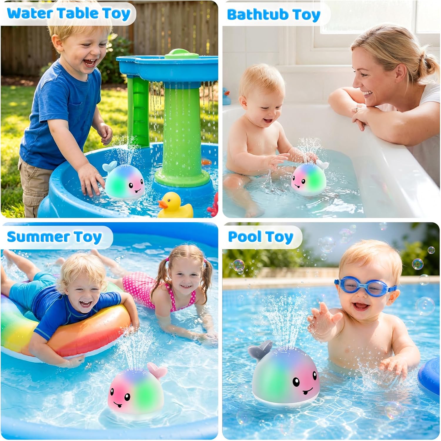 ANGGIKO Baby Bath Toys, Pool Water Table Toy for Babies, Toddler Bath Toys for Kids Ages 1-3, Light Up Whale Bath Toy Sprinkler 1 Year Old Boy Girl Gift Summer Bathtub Fountain Baby Toy 6-12-18 Months Quick Pick Grocers