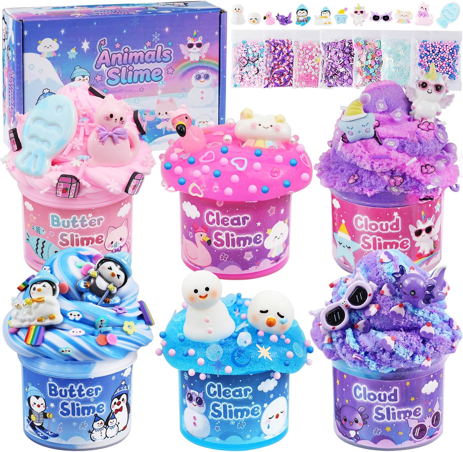 Cloud Slime kit for Girls Ages 8-12, Toys for Girls and Boys, for Kids Slime Set Party kit Goodie Bag Stuffers, 4 5 6 7 8 9 10 Year Old Girl Birthday Gift Cute Stuff Quick Pick Grocers