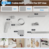 Cable Management Under Desk, 【Up to 15 Cord】【Enhanced Wire Holder】 Cord Organizer Holder, Adjustable Hook and Loop Cable Ties, Wire Clips Under Table Hider Quick Pick Grocers
