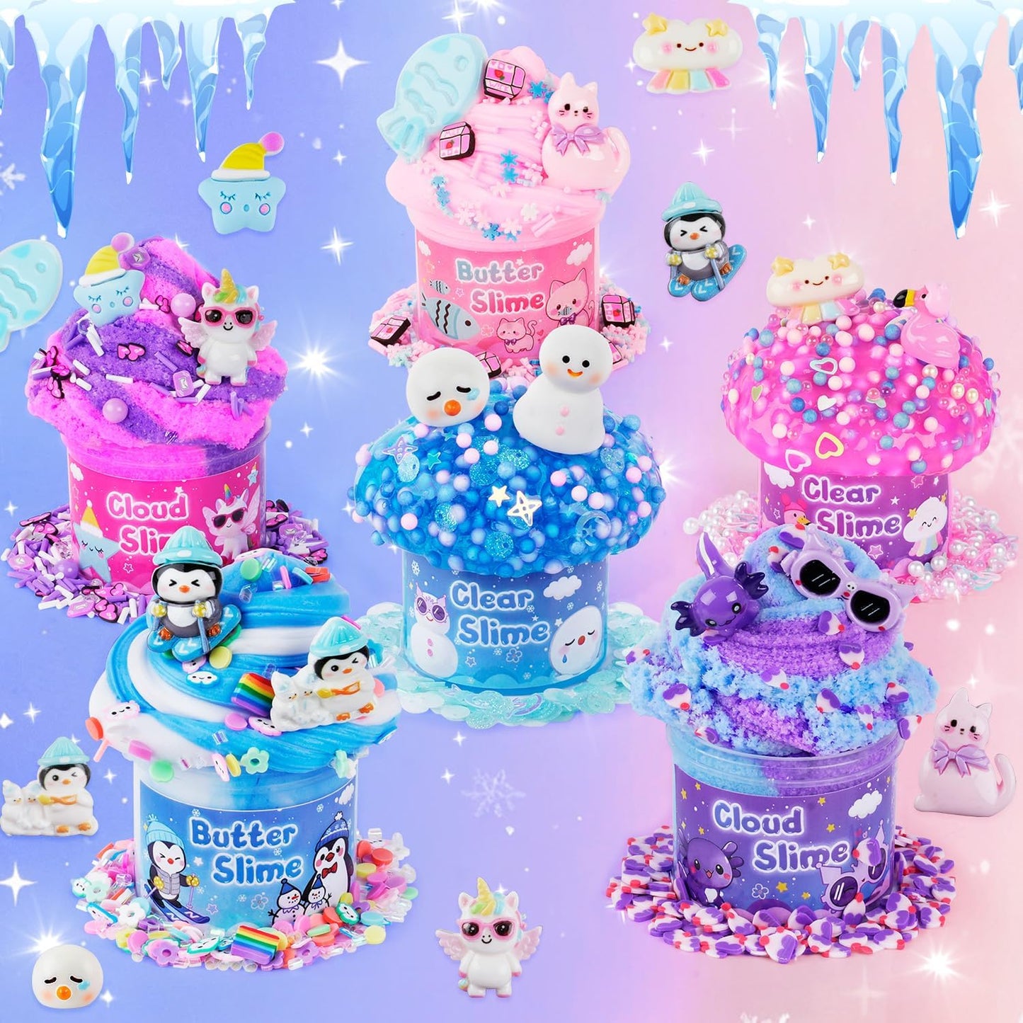 Cloud Slime kit for Girls Ages 8-12, Toys for Girls and Boys, for Kids Slime Set Party kit Goodie Bag Stuffers, 4 5 6 7 8 9 10 Year Old Girl Birthday Gift Cute Stuff Quick Pick Grocers