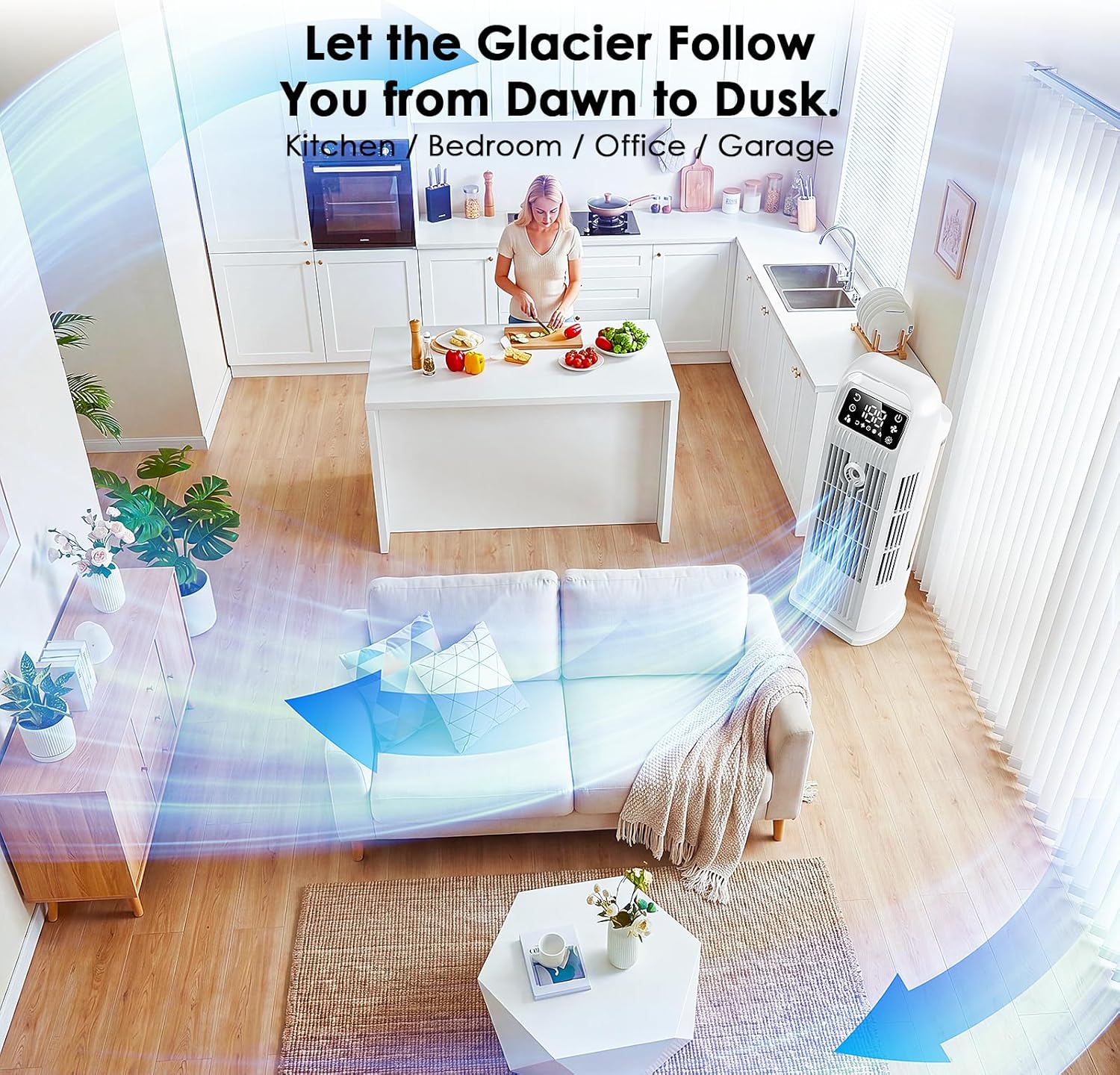 Portable Air Conditioners, 4 IN 1 Evaporative Air Cooler, 1200ML Water Tank, 3 Speeds & Storm Mode & Mist Spray, 120° Auto Oscillation, 12H Timer, Quiet Tower Cooling Fan for Room, Bedroom - White ﻿ Quick Pick Grocers